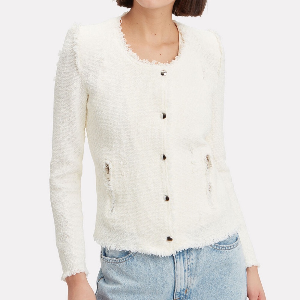 IRO Agnette Tweed Jacket in White - Size 40